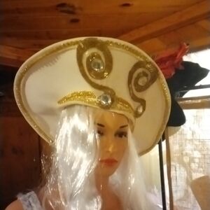 Elegant White and Gold Women's Hat